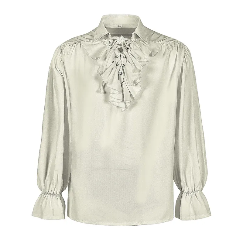 Medieval Puff Sleeve Drawstring Shirt for Cosplay and Stage detail 10