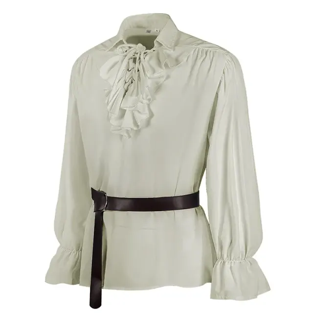 Chemise médiévale à manches bouffantes et cordon de serrage pour cosplay et scène détail 11