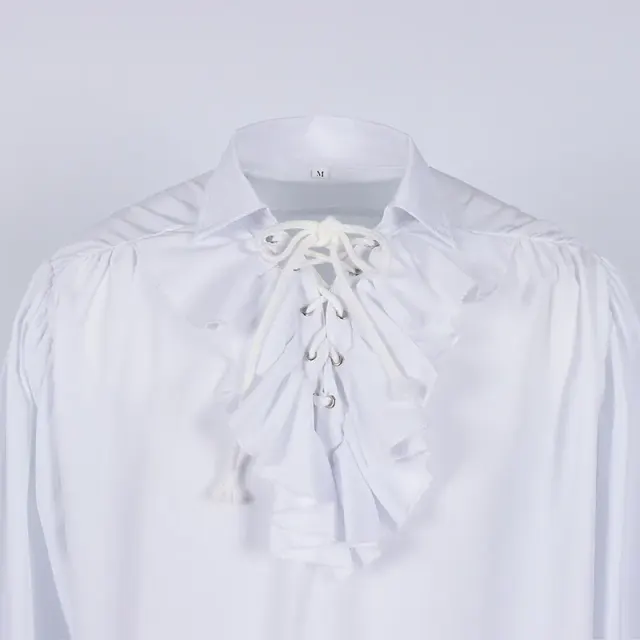 Chemise médiévale à manches bouffantes et cordon de serrage pour cosplay et scène détail 16
