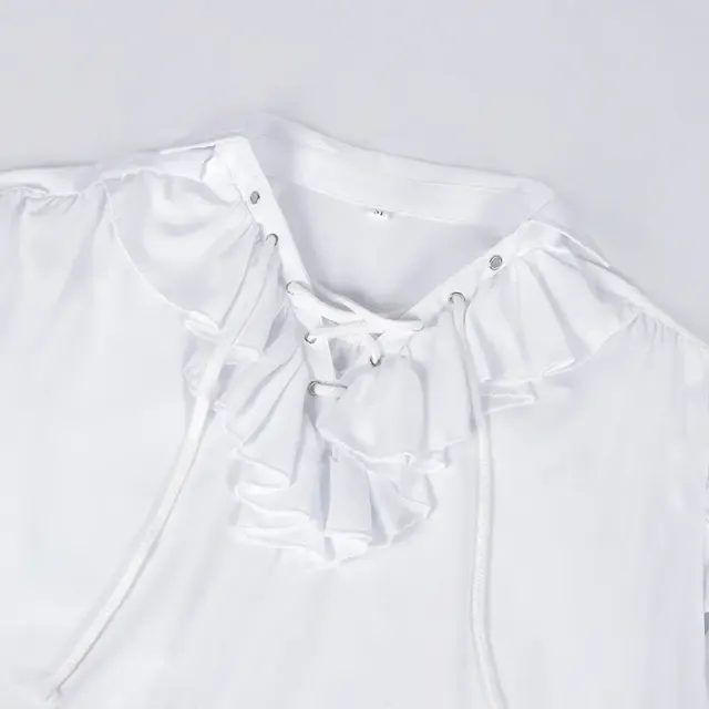 Chemise médiévale à manches bouffantes et cordon de serrage pour cosplay et scène détail 21