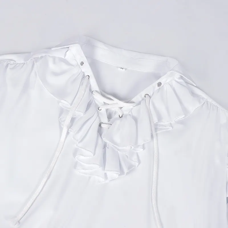 Medieval Puff Sleeve Drawstring Shirt for Cosplay and Stage detail 21