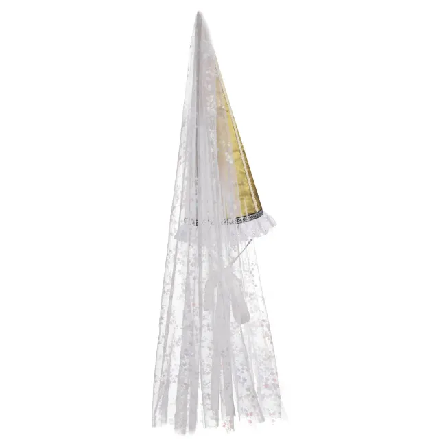 Women's Medieval Renaissance Cone Veil Hat for Halloween Cosplay detail 3