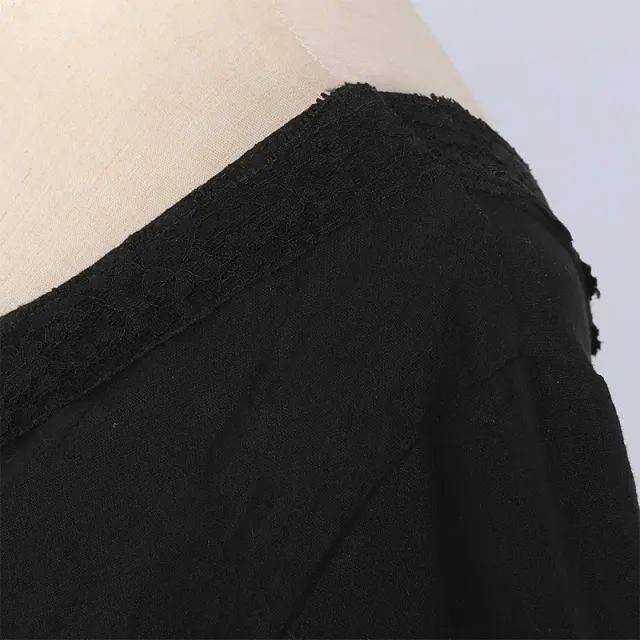 Women's Medieval Renaissance Lace-Trim Flare-Sleeve Dress Set detail 18
