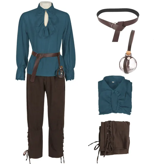 Medieval Renaissance Pirate Cosplay Shirt and Pants detail 2