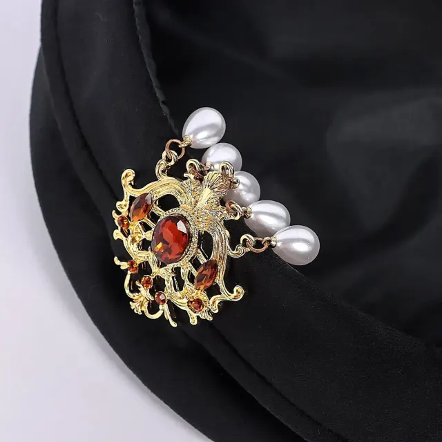 Medieval Renaissance Rhinestone Beret Hat for Cosplay and Stage detail 1