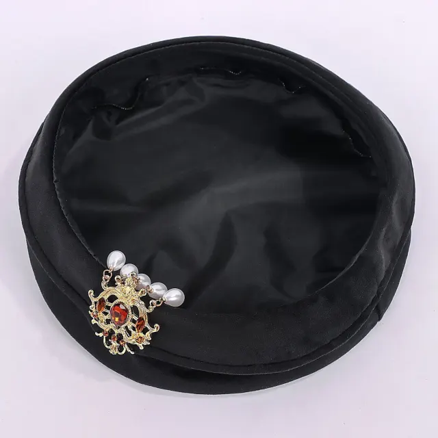 Medieval Renaissance Rhinestone Beret Hat for Cosplay and Stage detail 4