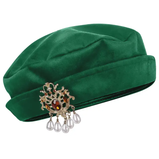 Medieval Renaissance Rhinestone Beret Hat for Cosplay and Stage detail 6