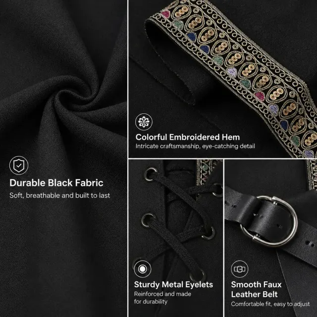 Costume cosplay de chevalier viking templier, robe médiévale Renaissance détail 4