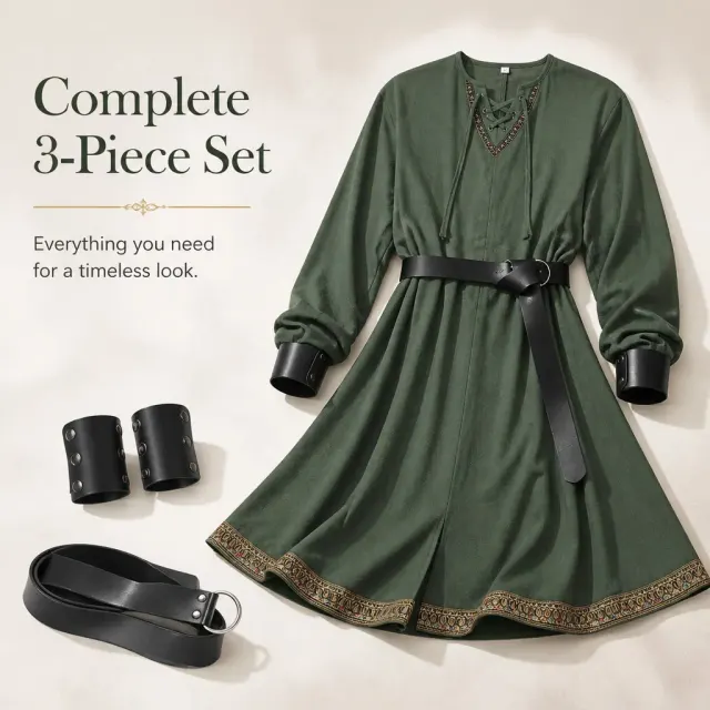 Costume cosplay de chevalier viking templier, robe médiévale Renaissance détail 5