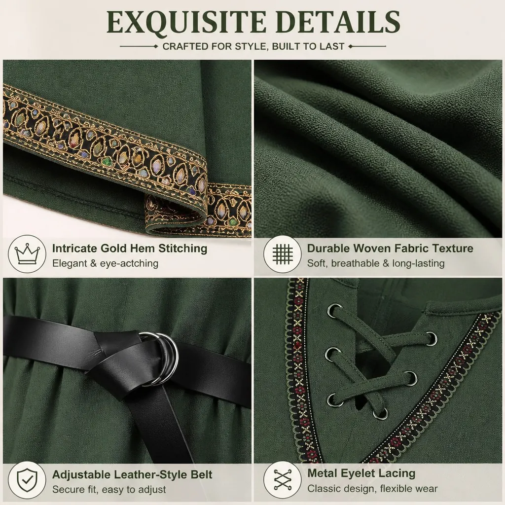 Medieval Renaissance Templar Viking Knight Cosplay Robe Costume detail 7