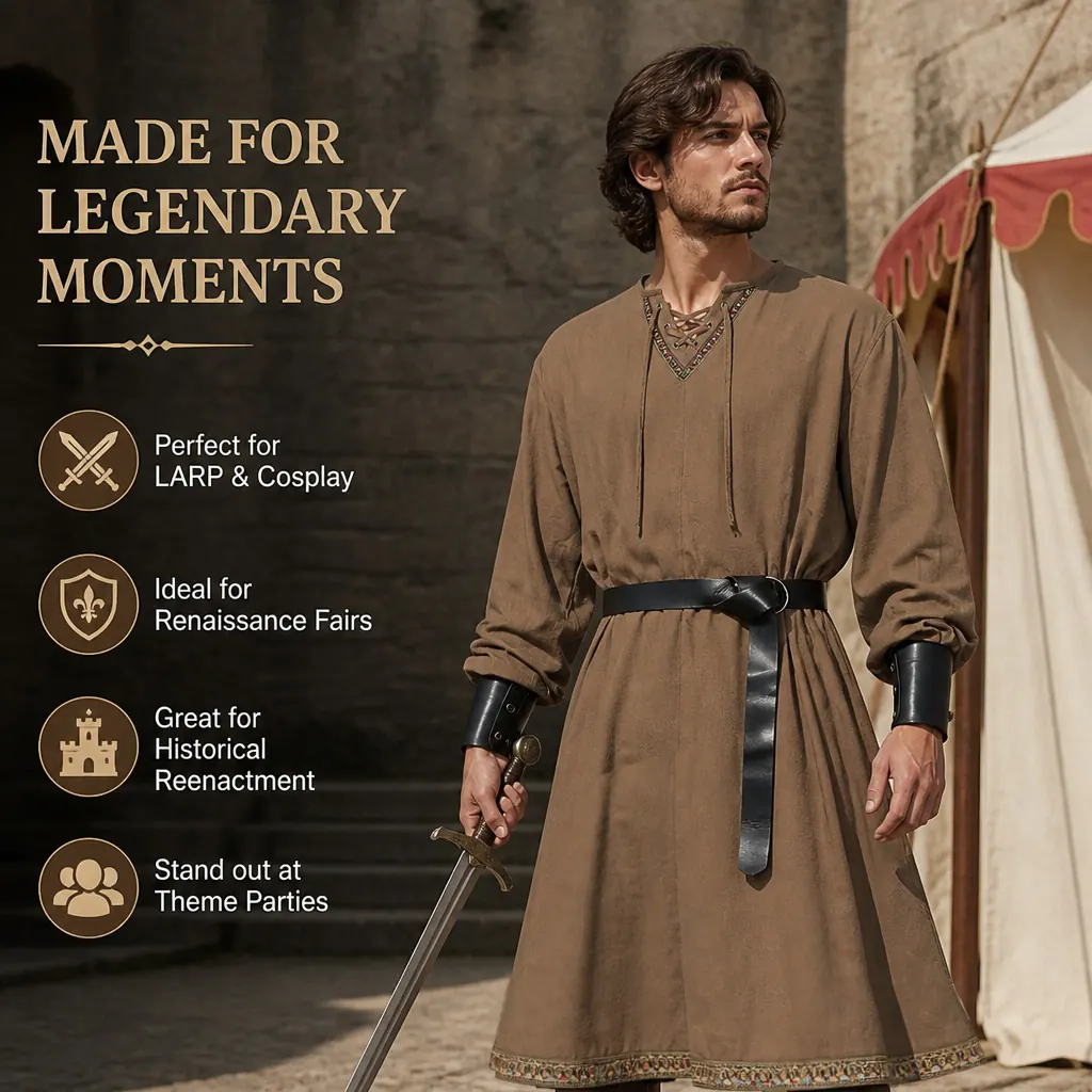 Medieval Renaissance Templar Viking Knight Cosplay Robe Costume detail 8