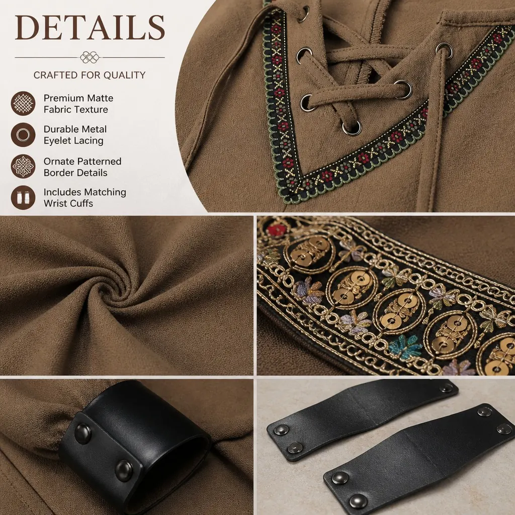 Medieval Renaissance Templar Viking Knight Cosplay Robe Costume detail 9