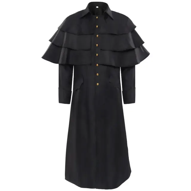 Medieval Stand Collar Cloak Jacket for Halloween Stage Cosplay detail 2
