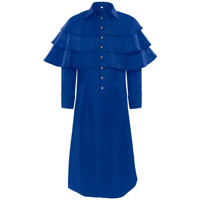 Medieval Stand Collar Cloak Jacket for Halloween Stage Cosplay detail 3