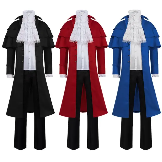 Medieval Stand Collar Cloak Jacket for Halloween Stage Cosplay detail 9
