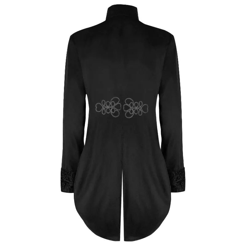 Medieval Stand-Collar Faux Two-Piece Punk Stage Coat detail 2