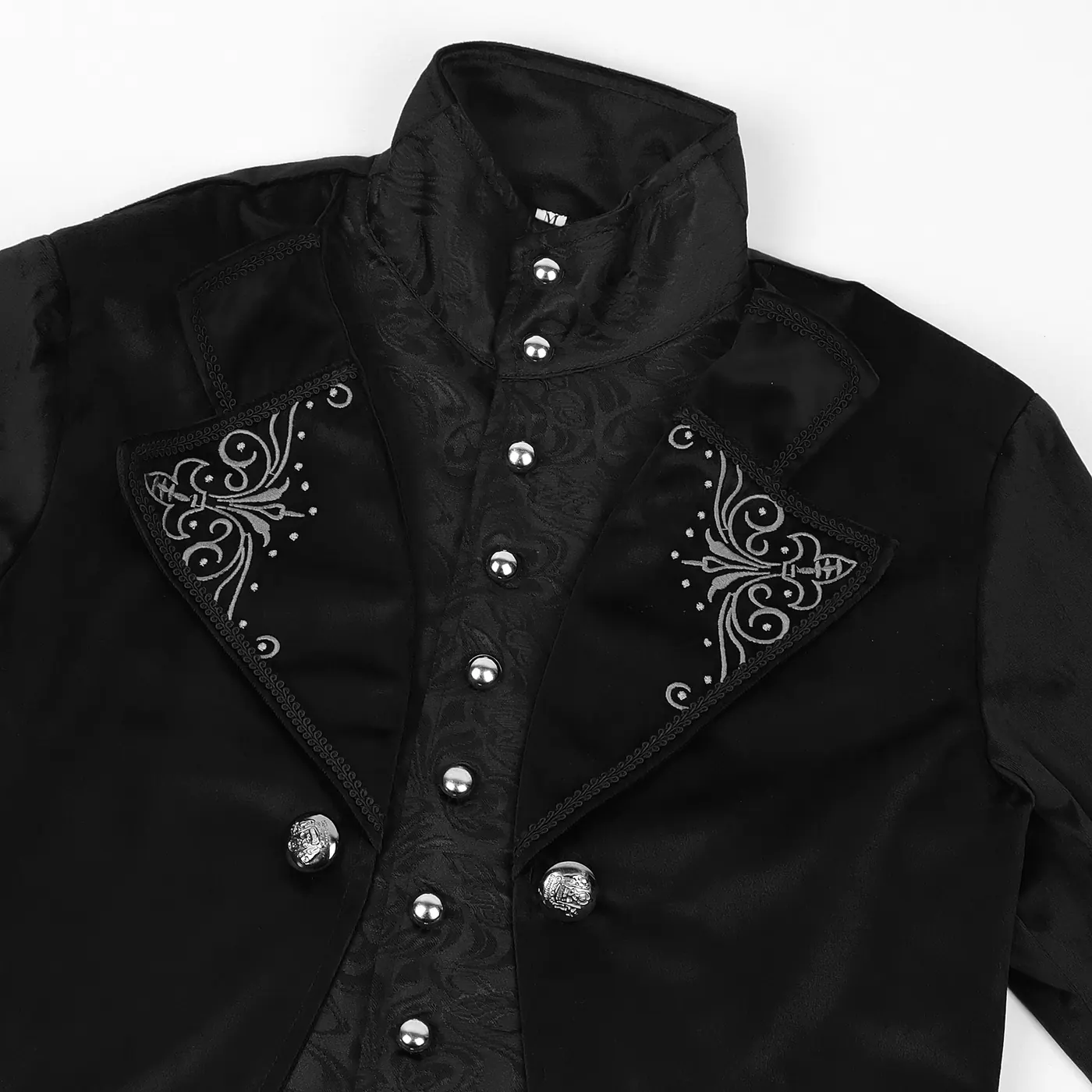 Medieval Stand-Collar Faux Two-Piece Punk Stage Coat detail 3