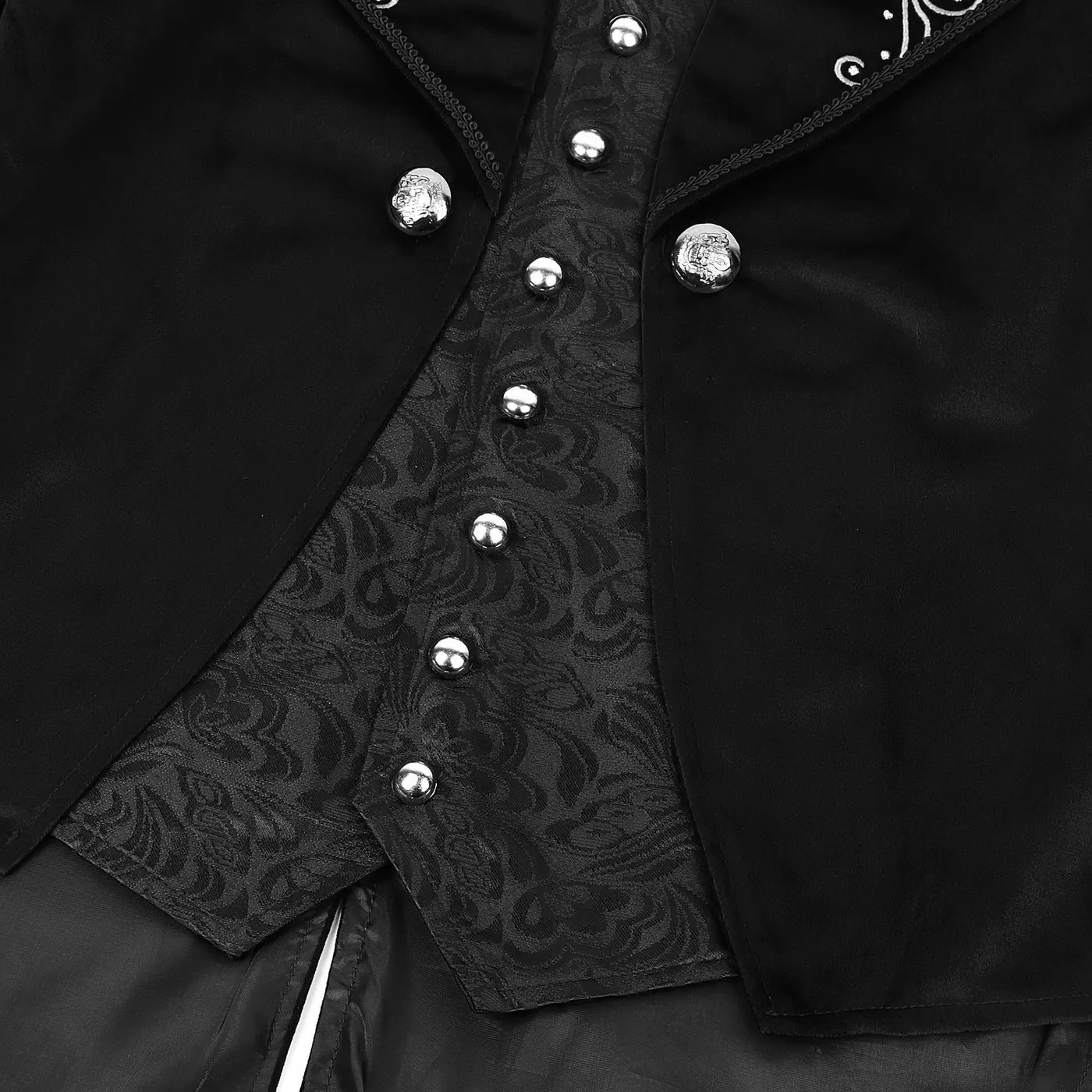 Medieval Stand-Collar Faux Two-Piece Punk Stage Coat detail 4