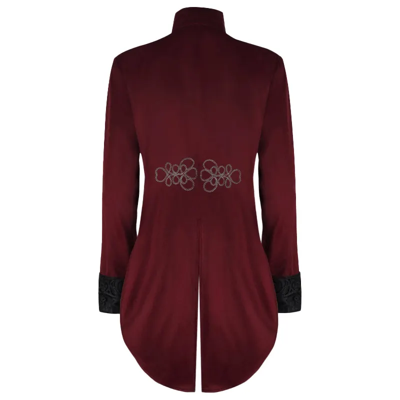 Medieval Stand-Collar Faux Two-Piece Punk Stage Coat detail 8