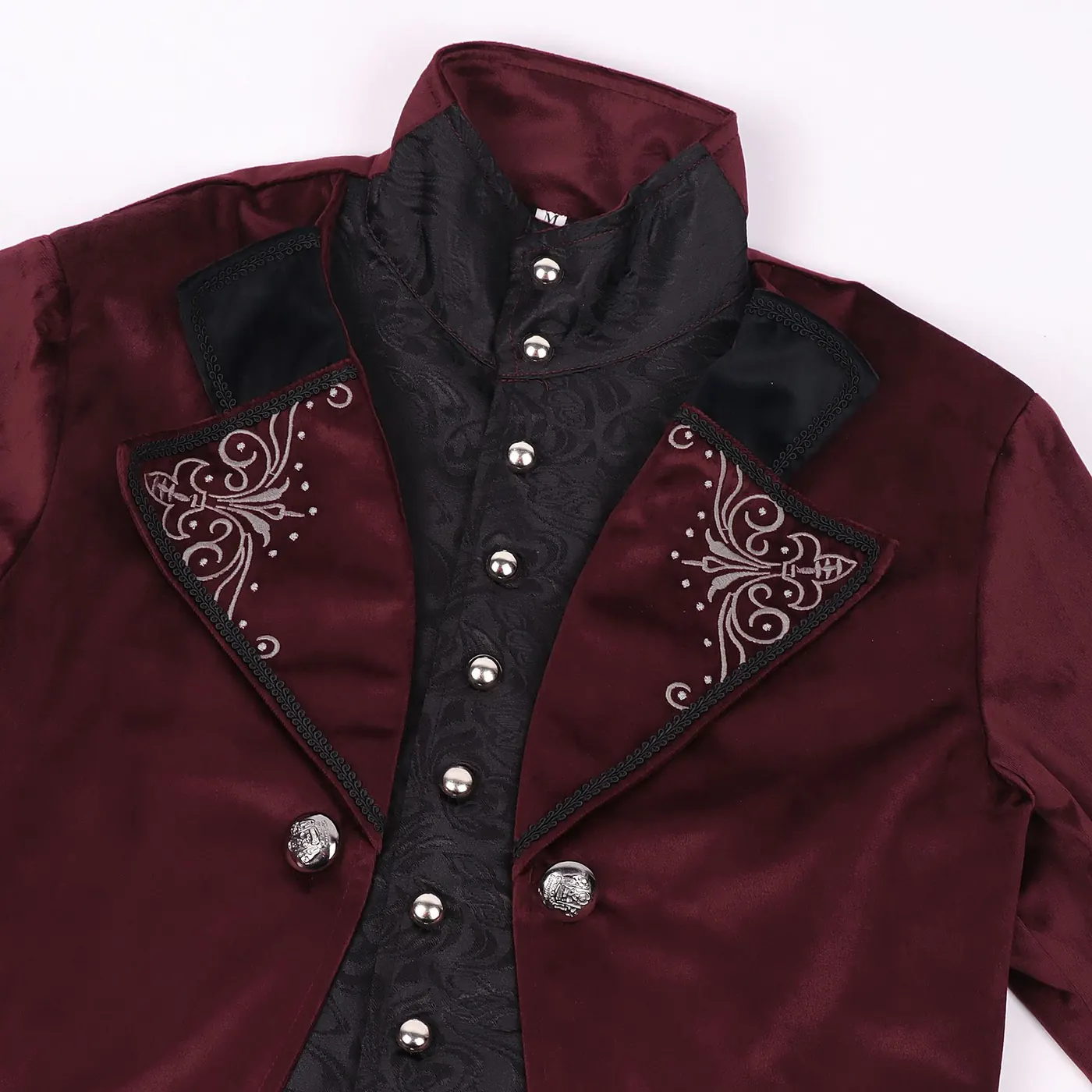 Medieval Stand-Collar Faux Two-Piece Punk Stage Coat detail 9