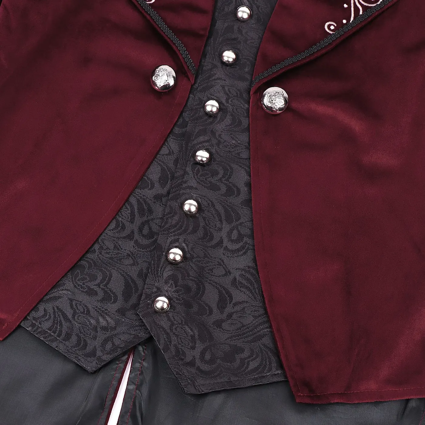 Medieval Stand-Collar Faux Two-Piece Punk Stage Coat detail 10