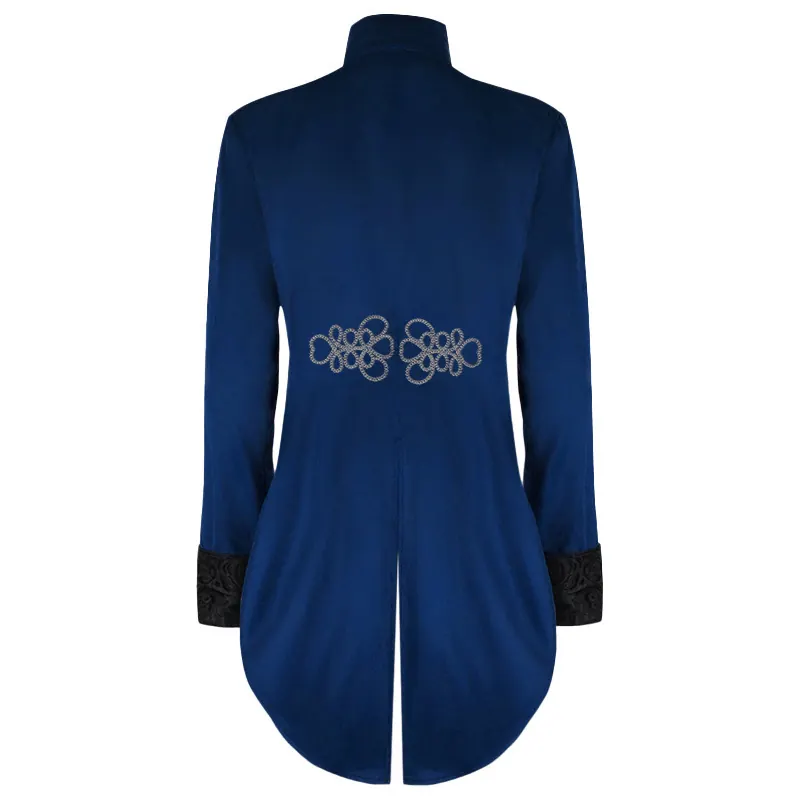 Medieval Stand-Collar Faux Two-Piece Punk Stage Coat detail 14