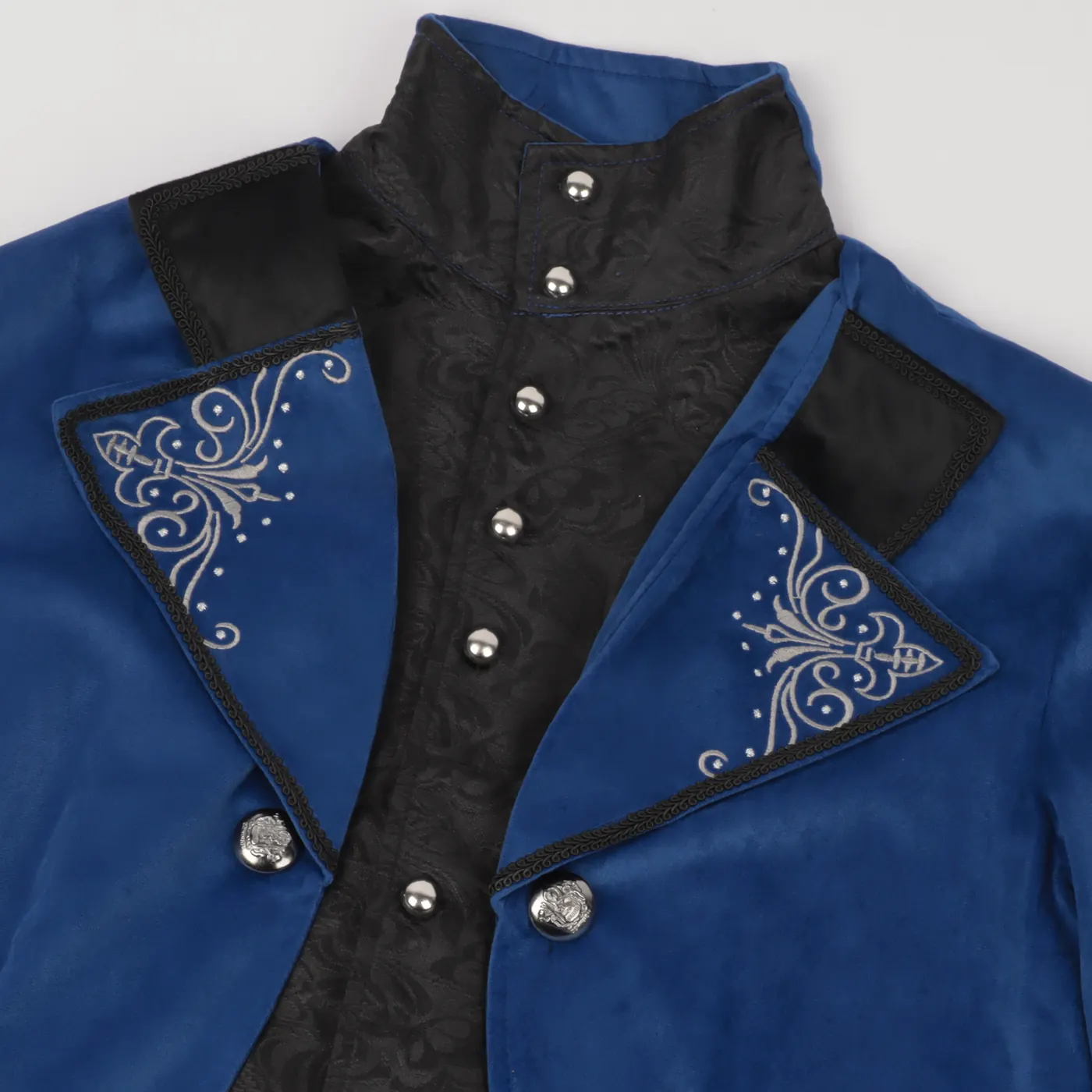 Medieval Stand-Collar Faux Two-Piece Punk Stage Coat detail 15