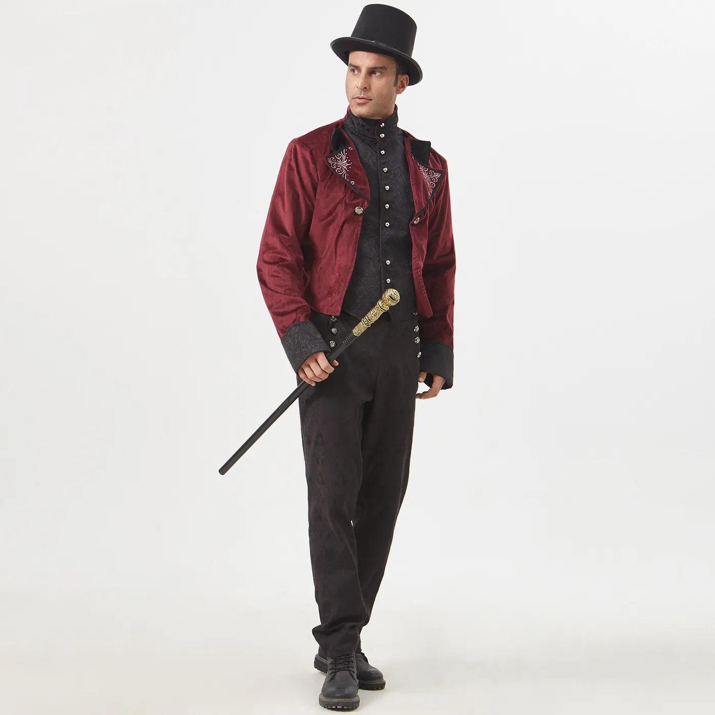 Medieval Stand-Collar Faux Two-Piece Punk Stage Coat detail 20