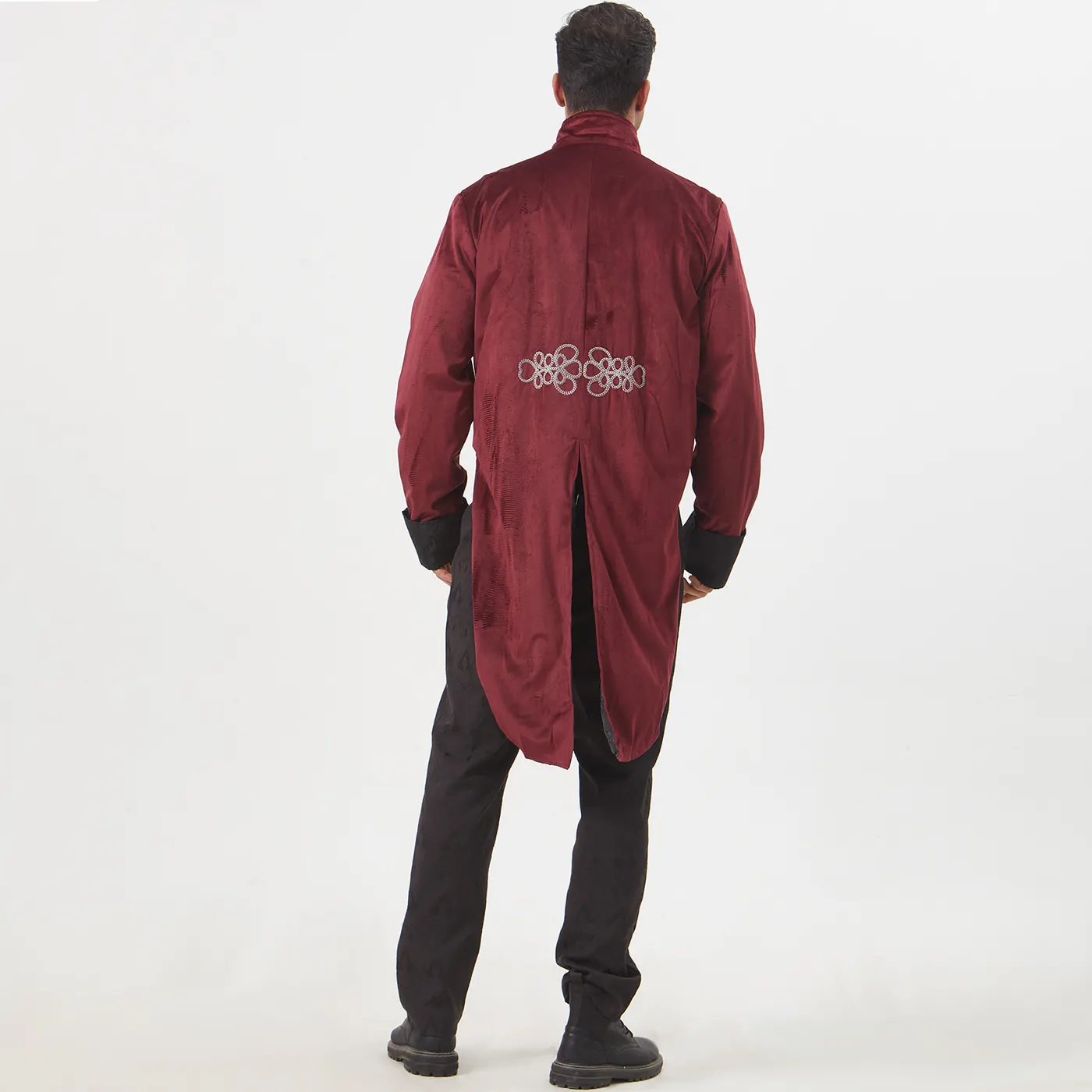 Medieval Stand-Collar Faux Two-Piece Punk Stage Coat detail 22