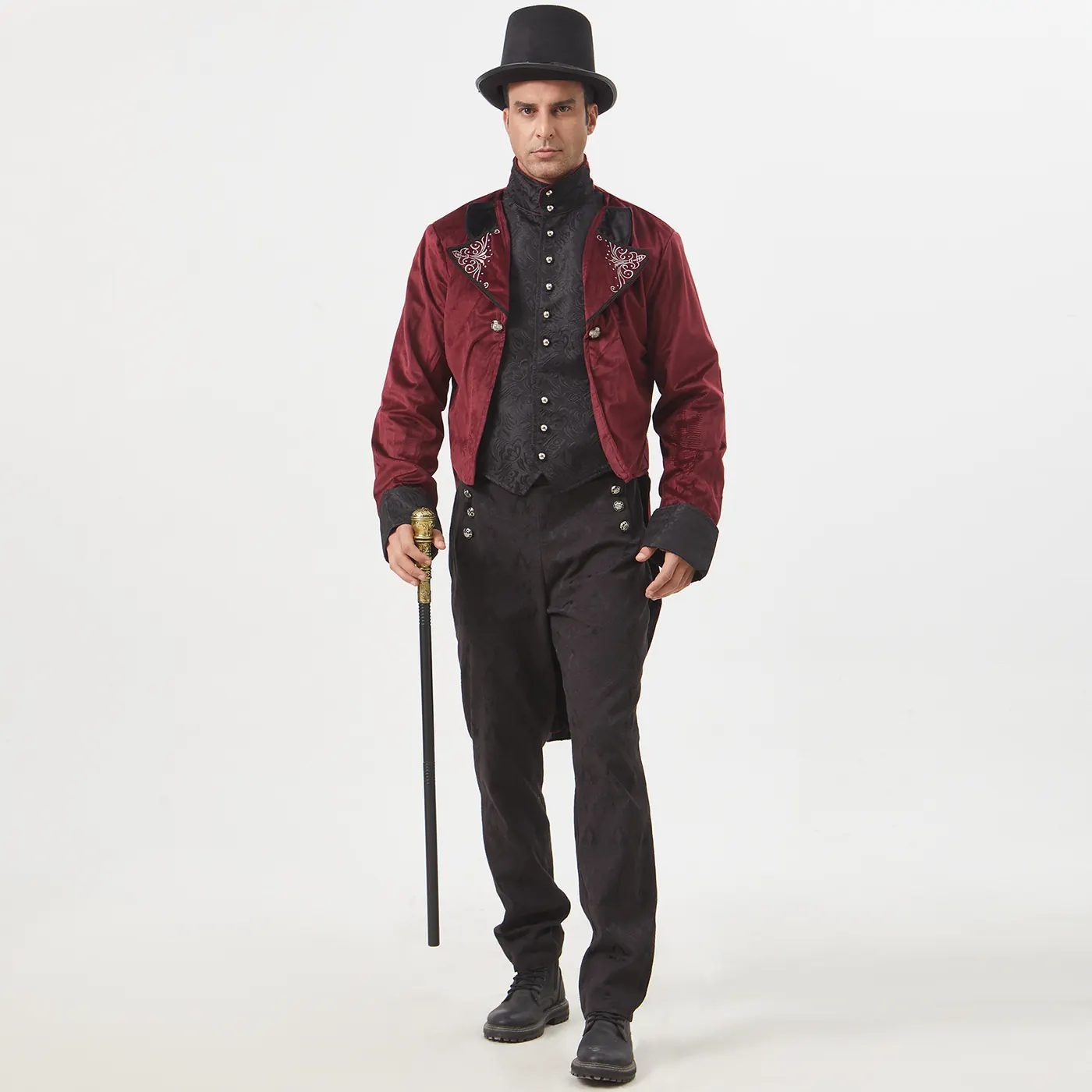 Medieval Stand-Collar Faux Two-Piece Punk Stage Coat detail 23