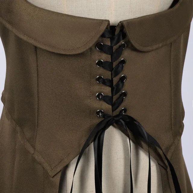 Vintage Medieval Steampunk Sleeveless Lace-Up Cosplay Dress detail 5