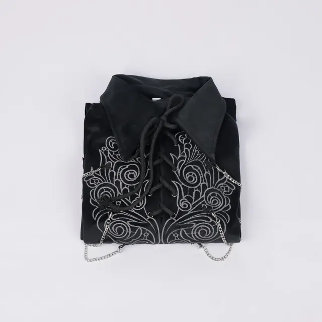 Medieval Suede-Finish Dark Punk Vampire Cosplay Shirt detail 2