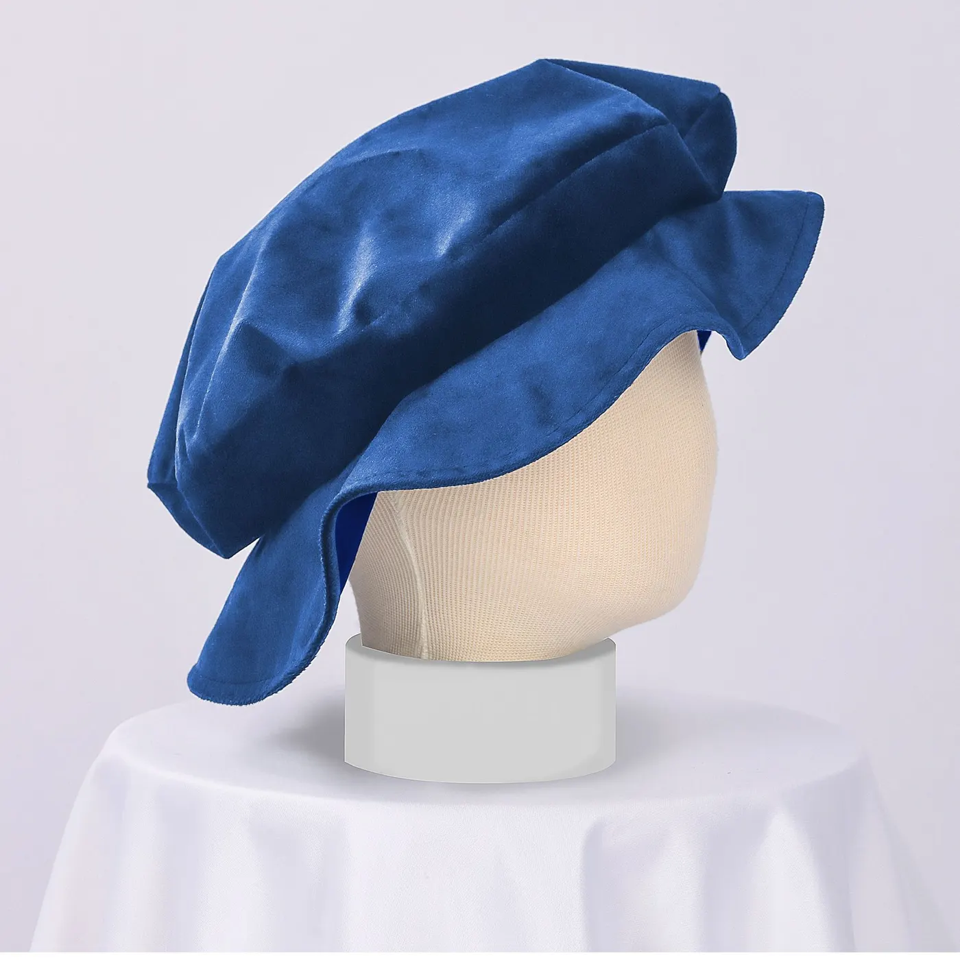 Medieval Tudor Flat-Top Faux Suede Beret Hat detail 9