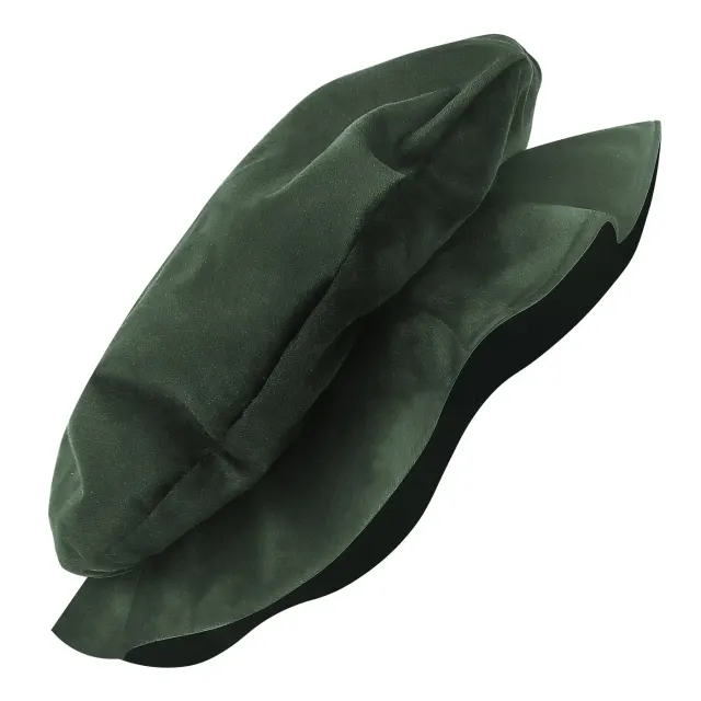 Mittelalterlicher Tudor-Barett-Hut mit flachem Kopfteil und Veloursleder-Optik Detail 13