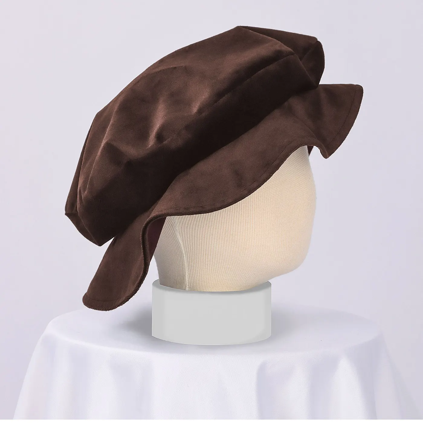 Medieval Tudor Flat-Top Faux Suede Beret Hat detail 21