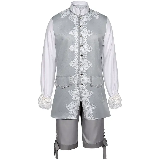Men's 18th Century Baroque Rococo Cosplay Suit Set detail 5