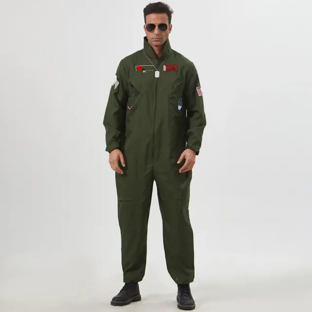 Men's Aviator Pilot Cosplay Costume Set for Stage detail 1