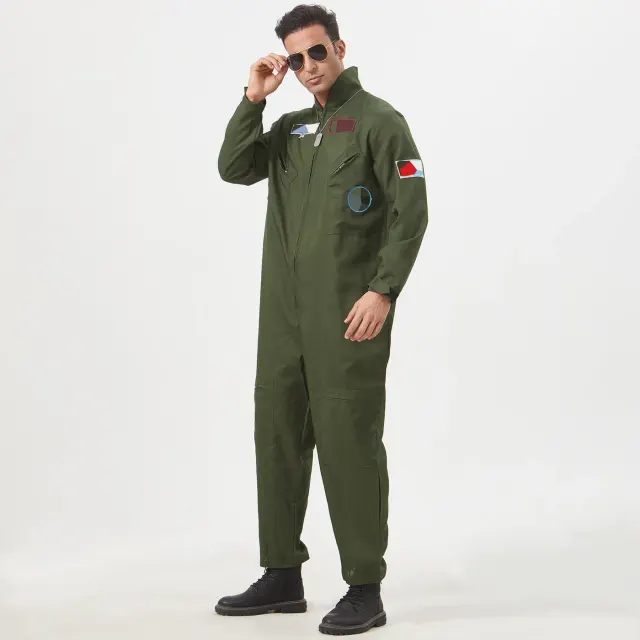 Men's Aviator Pilot Cosplay Costume Set for Stage detail 3