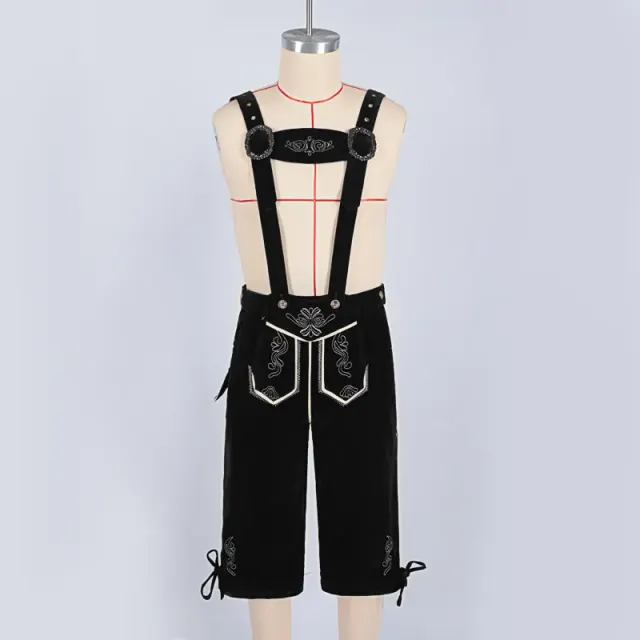 Men's Bavarian Oktoberfest Suspender Pants for Stage Party detail 1