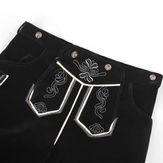 Men's Bavarian Oktoberfest Suspender Pants for Stage Party detail 4