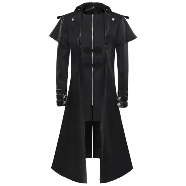 Unisex Medieval Punk Mid-Length Tailcoat Stage Costume detail 1