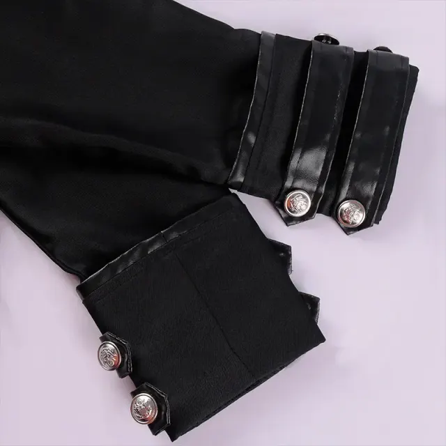 Unisex Medieval Punk Mid-Length Tailcoat Stage Costume detail 7