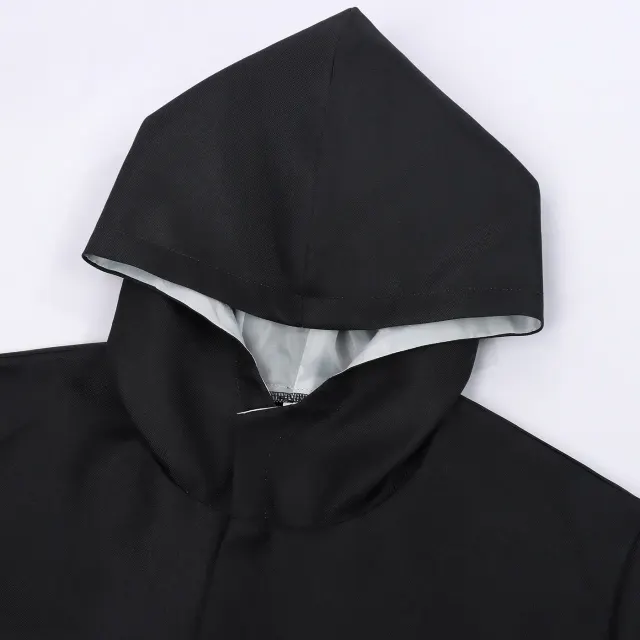 Men's Black Hooded Cosplay Jacket Set with Crow Mask for Halloween detail 2