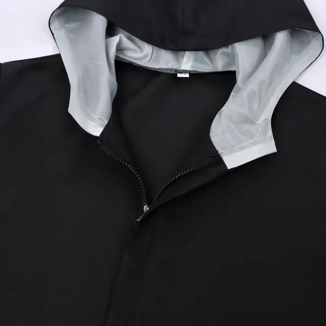 Men's Black Hooded Cosplay Jacket Set with Crow Mask for Halloween detail 3