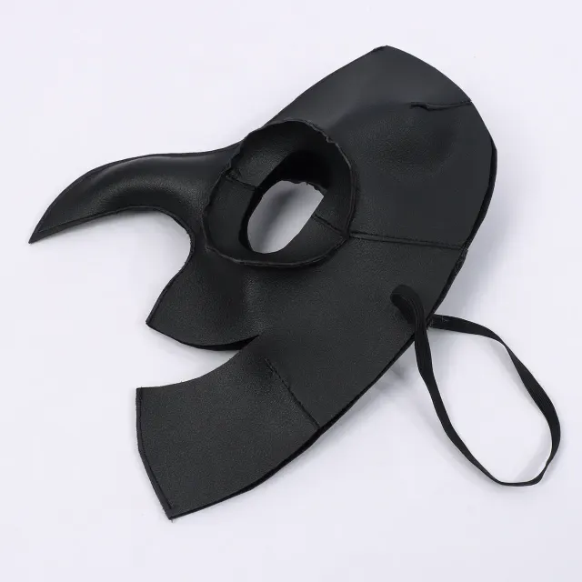 Men's Black Hooded Cosplay Jacket Set with Crow Mask for Halloween detail 8