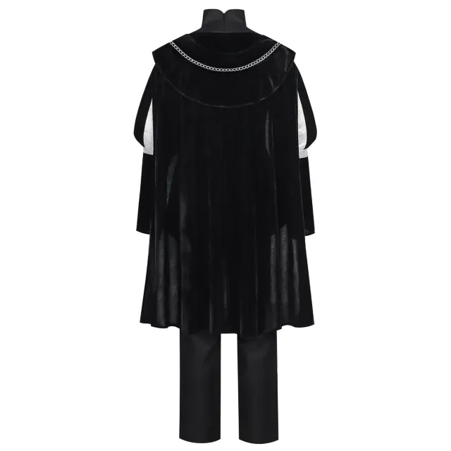 Men's Black Tudor Renaissance Prince Costume with Cape detail 6