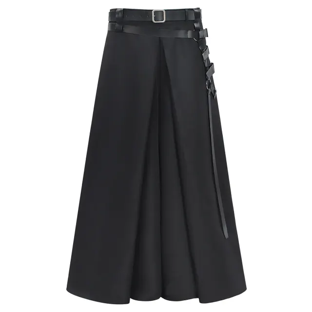 Men's Cyber Steampunk Gothic Pleated Cosplay Skirt Pants detail 1