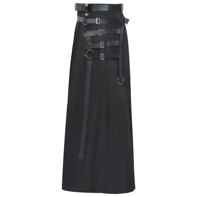 Men's Cyber Steampunk Gothic Pleated Cosplay Skirt Pants detail 2