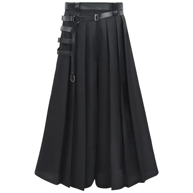 Men's Cyber Steampunk Gothic Pleated Cosplay Skirt Pants detail 3