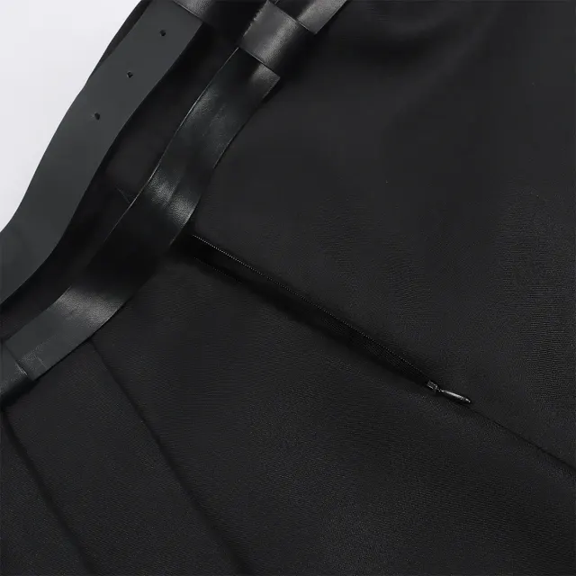 Men's Cyber Steampunk Gothic Pleated Cosplay Skirt Pants detail 5